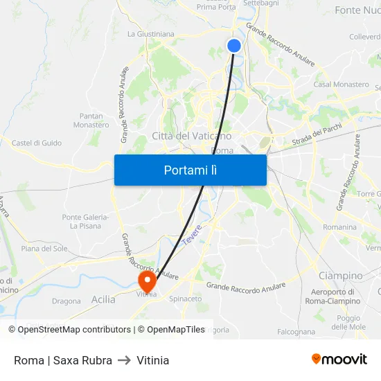 Roma | Saxa Rubra to Vitinia map