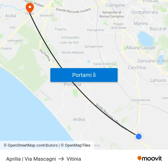 Aprilia | Via Mascagni to Vitinia map