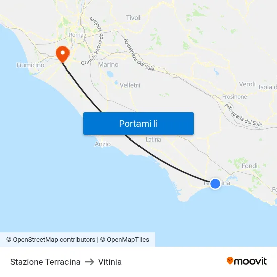 Stazione Terracina to Vitinia map