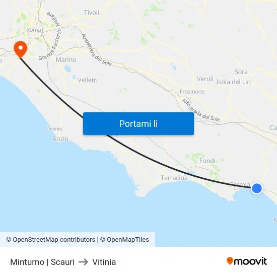 Minturno | Scauri to Vitinia map