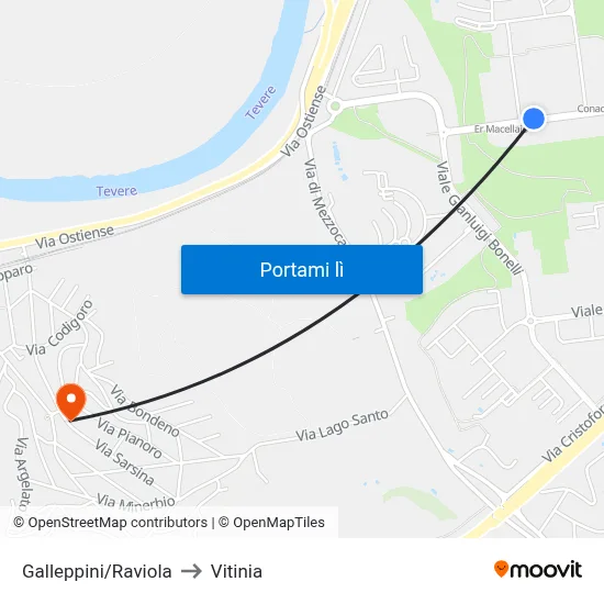 Galleppini/Raviola to Vitinia map