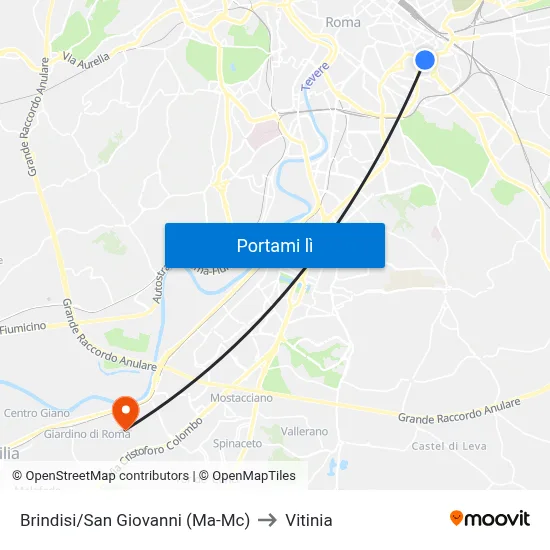 Brindisi/San Giovanni (Ma-Mc) to Vitinia map