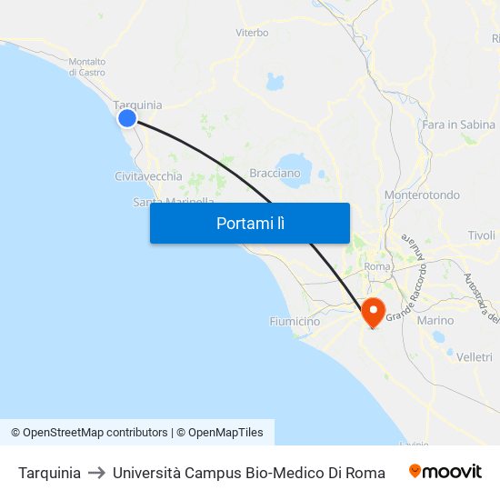 Tarquinia to Università Campus Bio-Medico Di Roma map