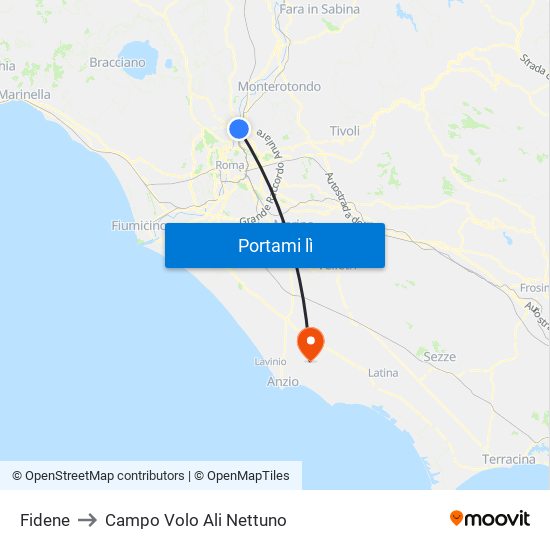 Fidene to Campo Volo Ali Nettuno map
