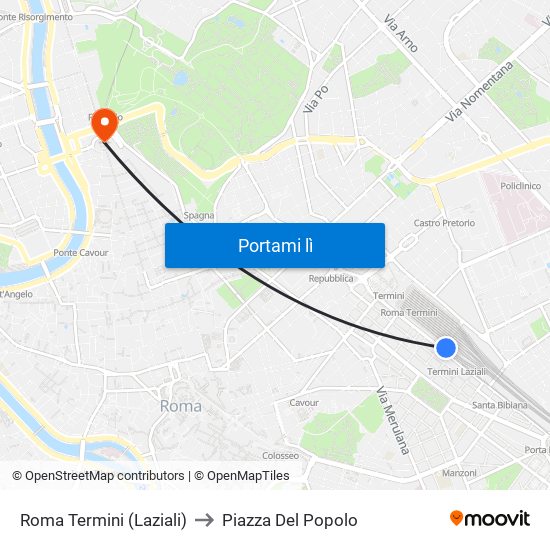 Roma Termini (Laziali) to Roma Termini (Laziali) map
