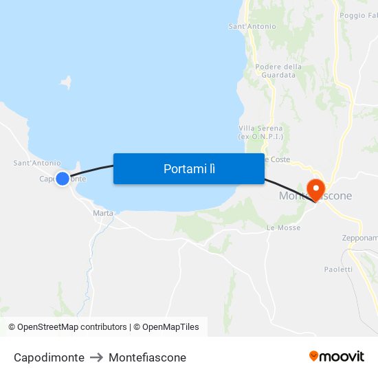 Capodimonte to Montefiascone map