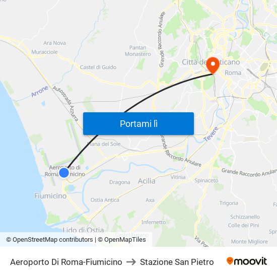 Aeroporto Di Roma-Fiumicino to Stazione San Pietro map