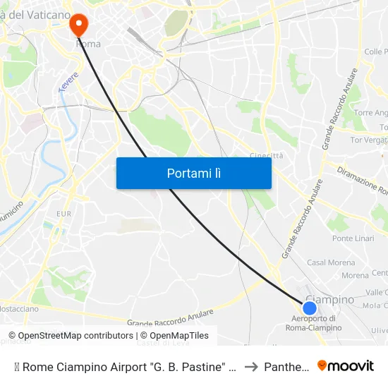 ✈ Rome Ciampino Airport "G. B. Pastine" (Cia) to Pantheon map