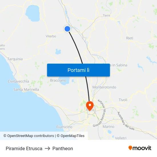 Piramide Etrusca to Pantheon map