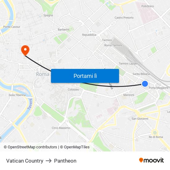 Vatican Country to Pantheon map