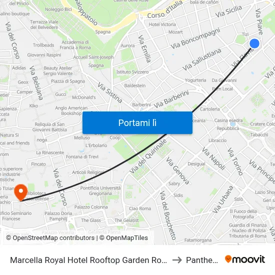 Marcella Royal Hotel Rooftop Garden Rome to Pantheon map