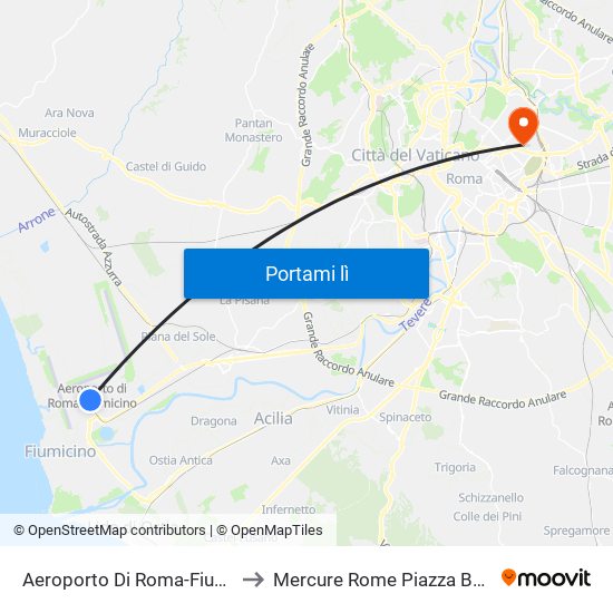 Aeroporto Di Roma-Fiumicino to Mercure Rome Piazza Bologna map