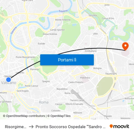 Risorgimento to Pronto Soccorso Ospedale ""Sandro Pertini"" map