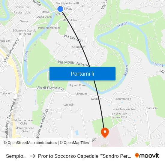 Sempione to Pronto Soccorso Ospedale ""Sandro Pertini"" map