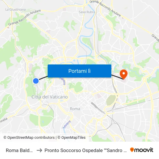 Roma Balduina to Pronto Soccorso Ospedale "Sandro Pertini" map