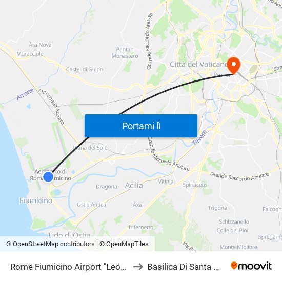 Rome Fiumicino Airport "Leonardo Da Vinci" (Fco) to Basilica Di Santa Maria Maggiore map