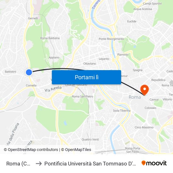 Roma (Cornelia) to Pontificia Università San Tommaso D'Aquino (Angelicum) map