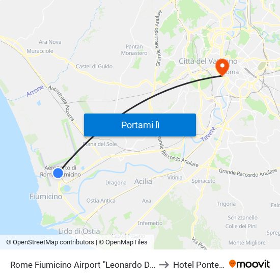 Rome Fiumicino Airport "Leonardo Da Vinci" (Fco) to Hotel Ponte Sisto map