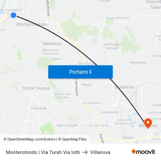 Monterotondo | Via Turati Via Iotti to Villanova map