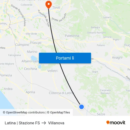 Latina | Stazione FS to Villanova map
