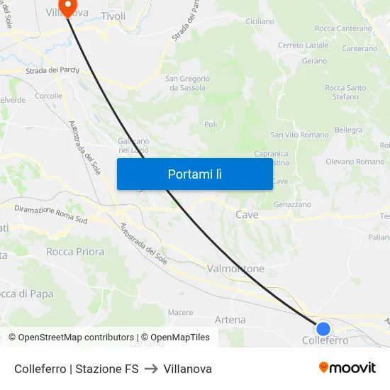Colleferro | Stazione FS to Villanova map