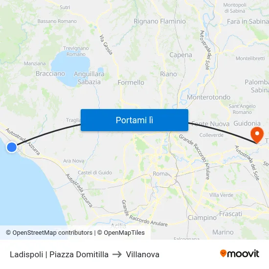 Ladispoli | Piazza Domitilla to Villanova map
