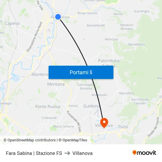 Fara Sabina | Stazione FS to Villanova map