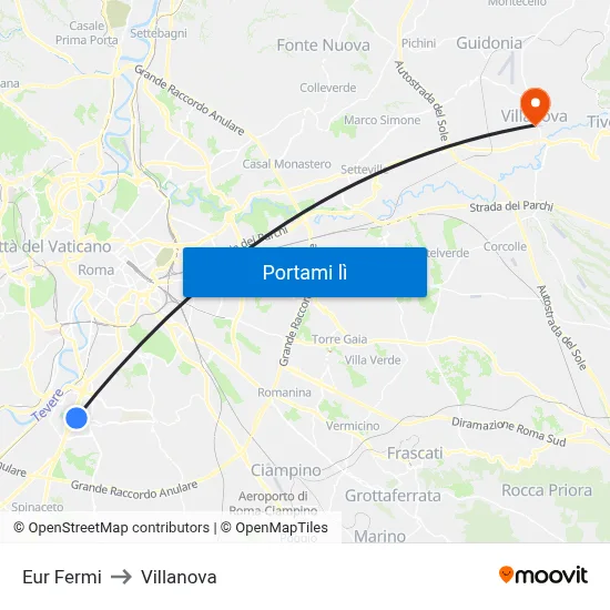 Eur Fermi to Villanova map