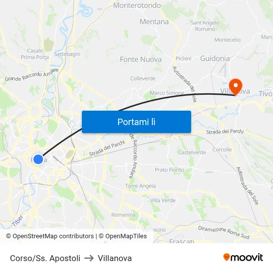Corso/Ss. Apostoli to Villanova map