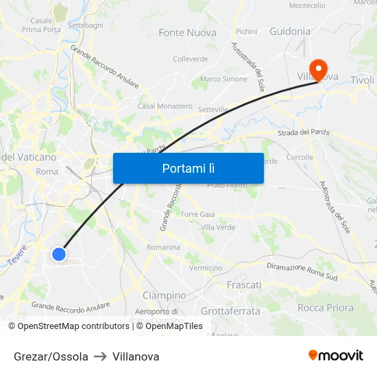 Grezar/Ossola to Villanova map