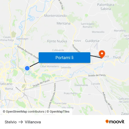 Stelvio to Villanova map