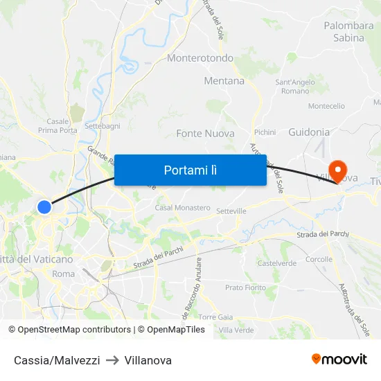 Cassia/Malvezzi to Villanova map
