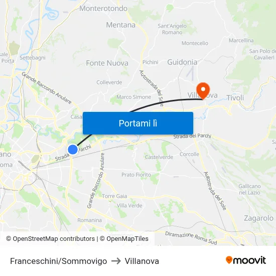 Franceschini/Sommovigo to Villanova map