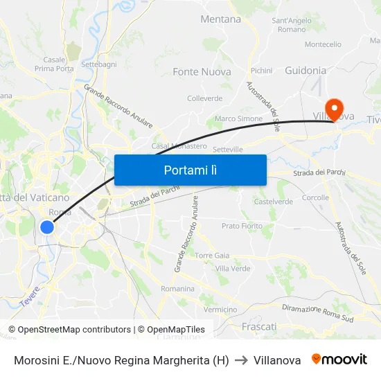Morosini E./Nuovo Regina Margherita (H) to Villanova map