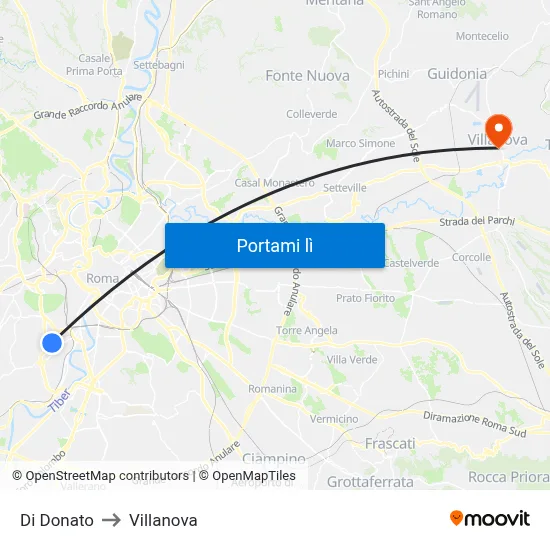 Di Donato to Villanova map