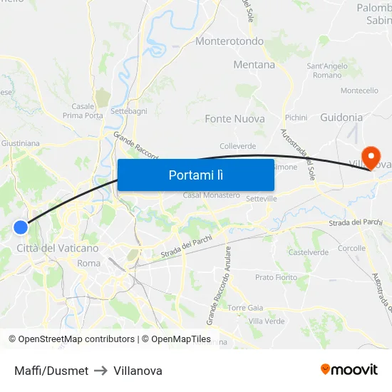 Maffi/Dusmet to Villanova map