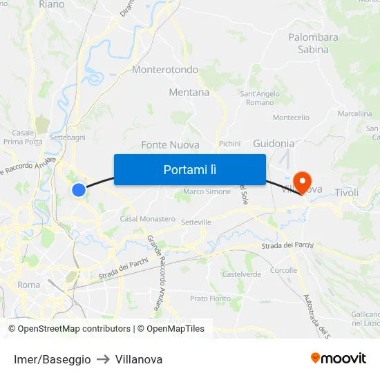 Imer/Baseggio to Villanova map