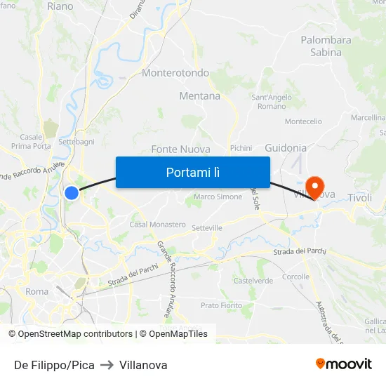 De Filippo/Pica to Villanova map