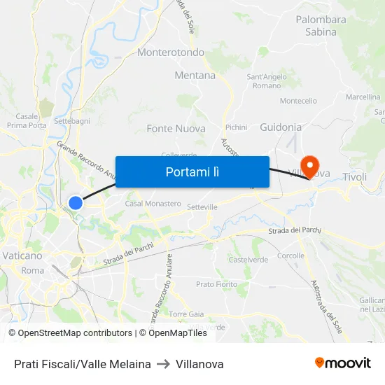 Prati Fiscali/Valle Melaina to Villanova map