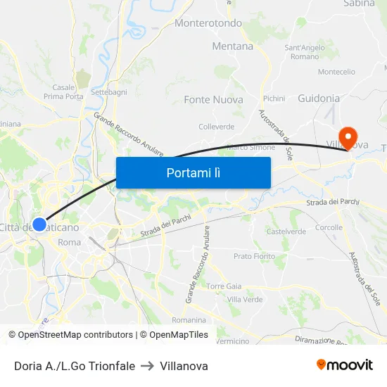 Doria A./L.Go Trionfale to Villanova map