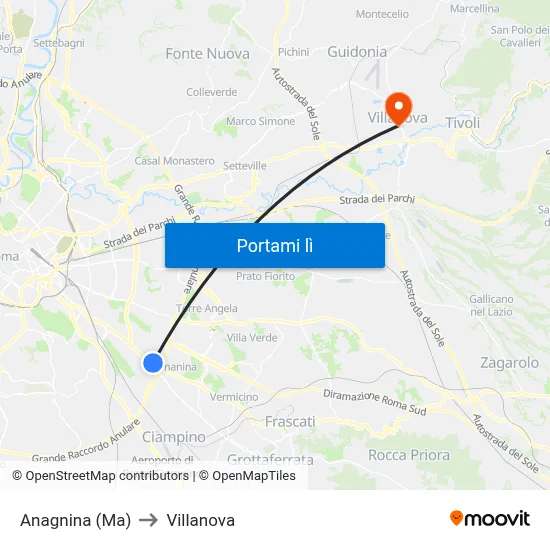 Anagnina (Ma) to Villanova map