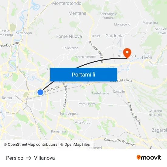 Persico to Villanova map