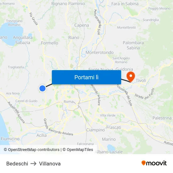 Bedeschi to Villanova map