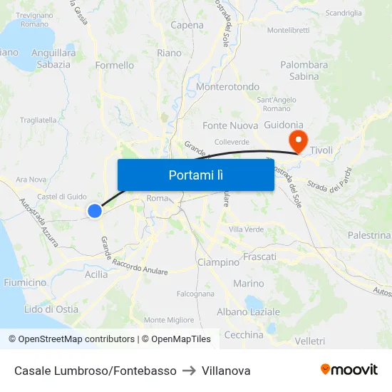 Casale Lumbroso/Fontebasso to Villanova map