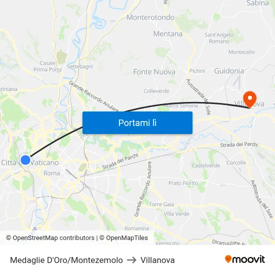 Medaglie D'Oro/Montezemolo to Villanova map