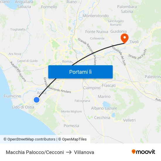 Macchia Palocco/Cecconi to Villanova map