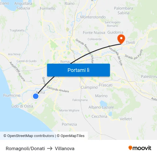 Romagnoli/Donati to Villanova map