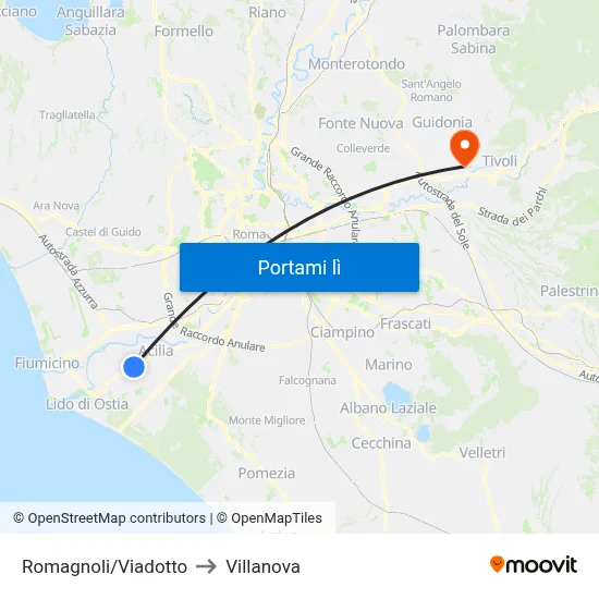 Romagnoli/Viadotto to Villanova map