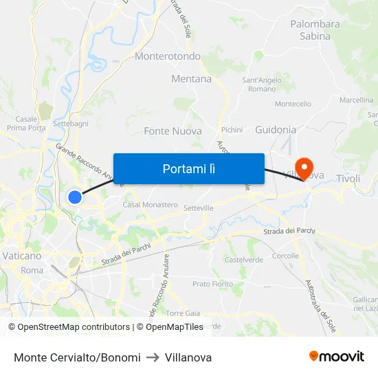 Monte Cervialto/Bonomi to Villanova map