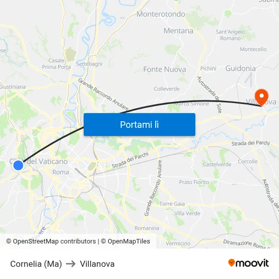 Cornelia (Ma) to Villanova map